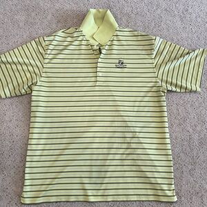 Bright green/yellow Greg Norman polo. Cool Quail Hollow logo. Mens L Large.